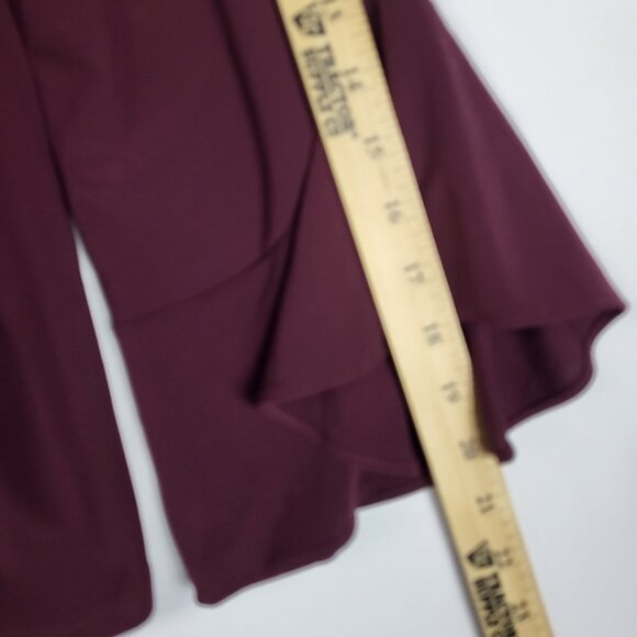 Chicos Bell Sleeve Top Women's Medium (1) Wine Burgundy Lace Front Stretchy - Picture 7 of 9
